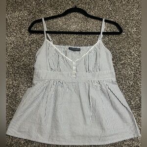 Brandy Melville - Striped White and Blue Women's Top